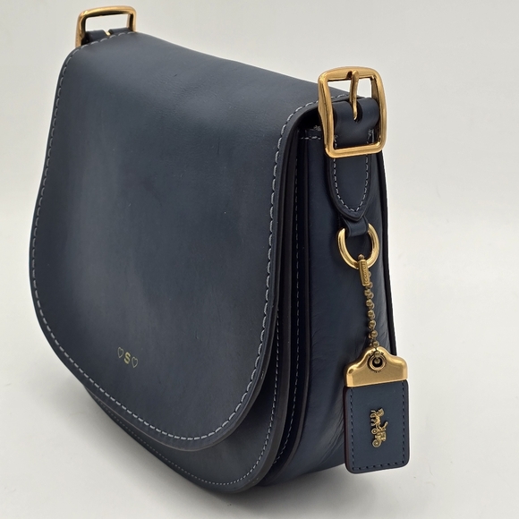 Coach Glovetanned Leather Saddle Bag, Denim Blue - Picture 2 of 16